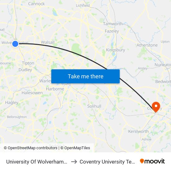 University Of Wolverhampton (Stop Ad) to Coventry University Technology Park map