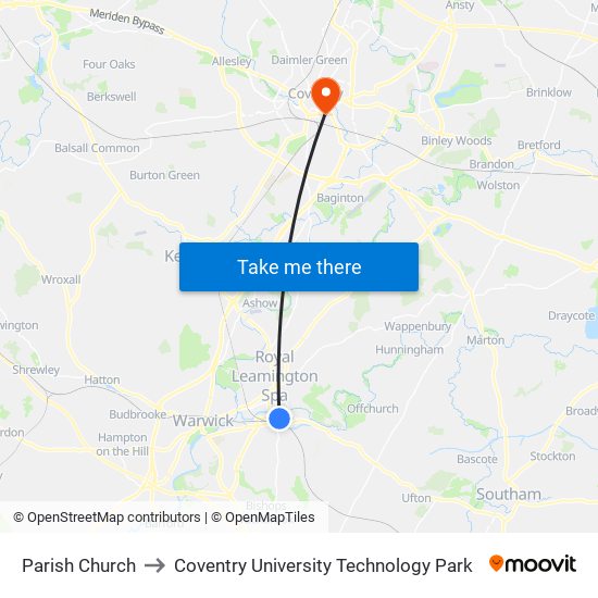 Parish Church to Coventry University Technology Park map