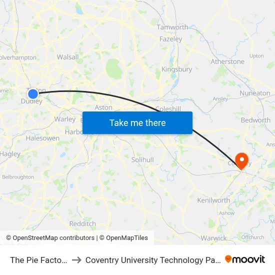 The Pie Factory to Coventry University Technology Park map