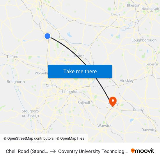 Chell Road (Stand B4) to Coventry University Technology Park map