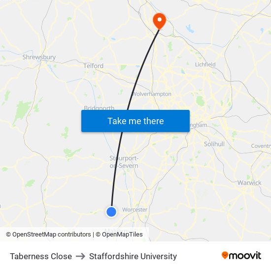 Taberness Close to Staffordshire University map