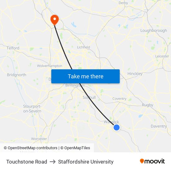 Touchstone Road to Staffordshire University map