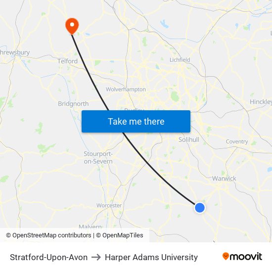 Stratford-Upon-Avon to Harper Adams University map