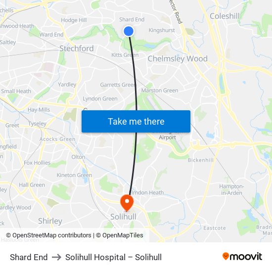 Shard End to Solihull Hospital – Solihull map