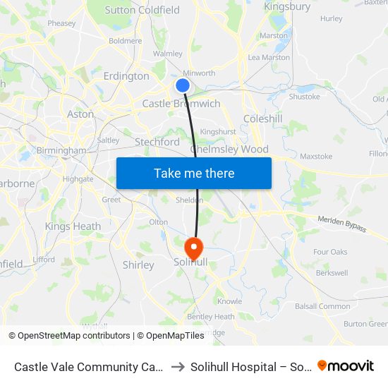 Castle Vale Community Campus to Solihull Hospital – Solihull map