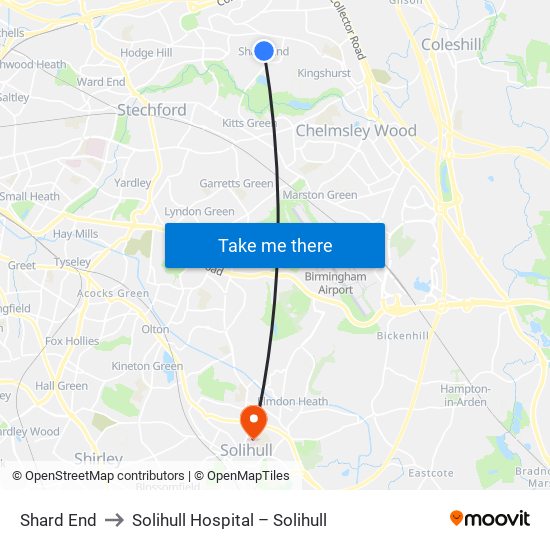 Shard End to Solihull Hospital – Solihull map