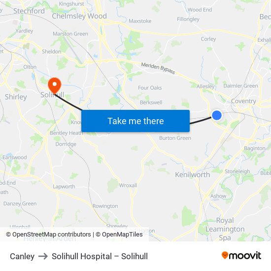 Canley to Solihull Hospital – Solihull map