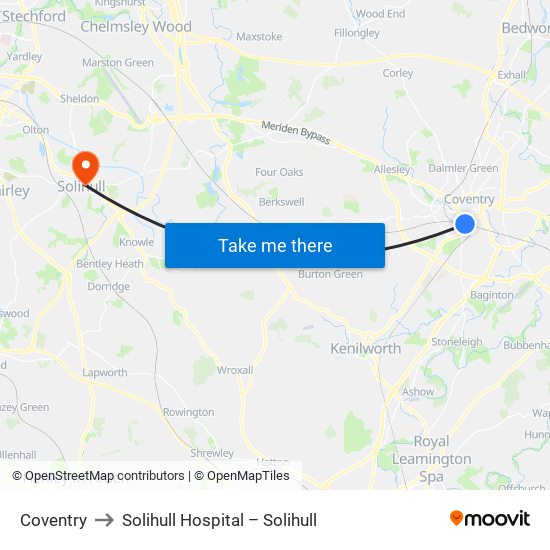 Coventry to Solihull Hospital – Solihull map