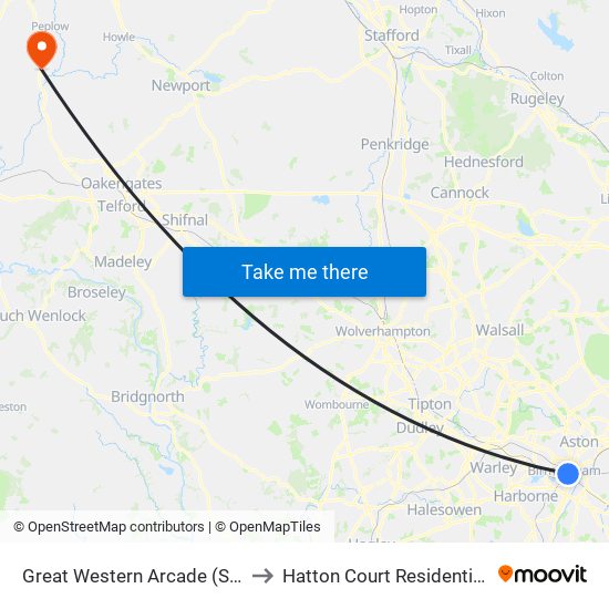 Great Western Arcade (Stop Sh6) to Hatton Court Residential Home map