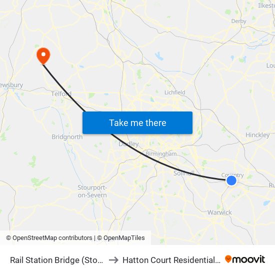 Rail Station Bridge (Stop Wr5) to Hatton Court Residential Home map