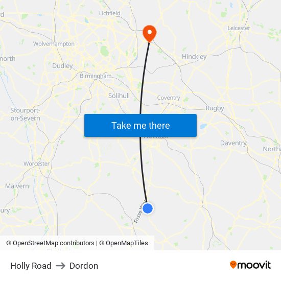 Holly Road to Dordon map