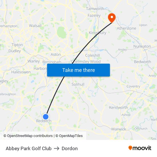 Abbey Park Golf Club to Dordon map