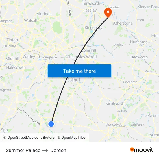 Summer Palace to Dordon map