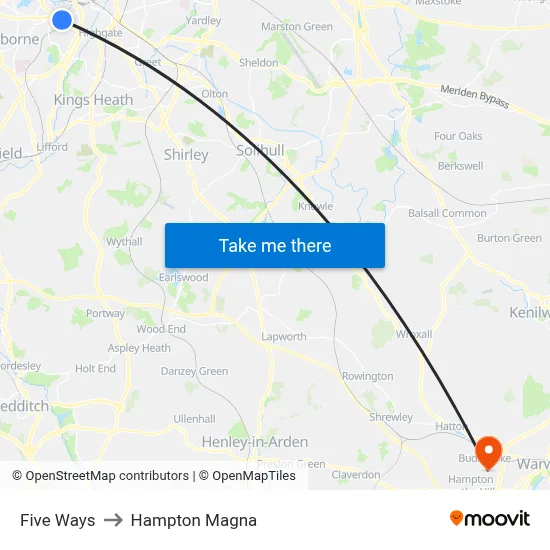Five Ways to Hampton Magna map