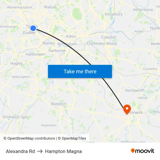 Alexandra Rd to Hampton Magna map