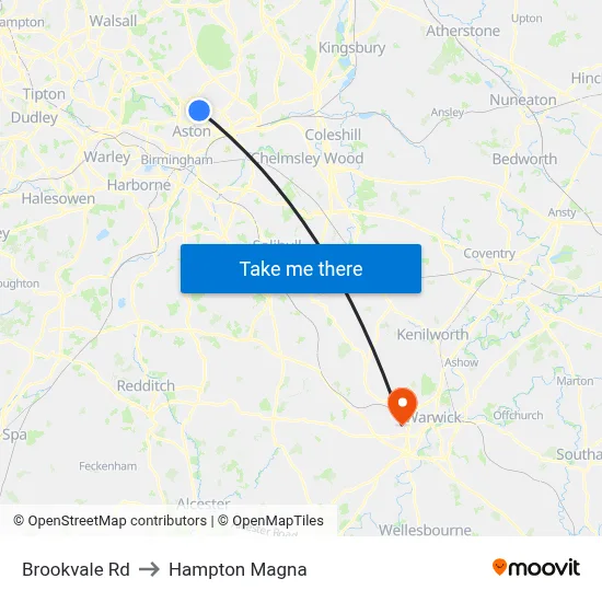 Brookvale Rd to Hampton Magna map