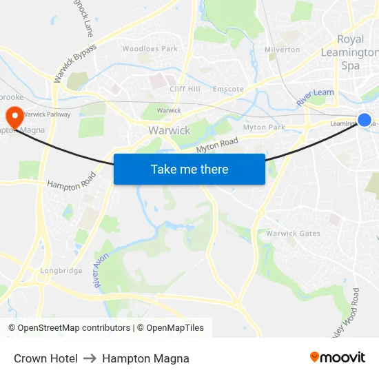 Crown Hotel to Hampton Magna map