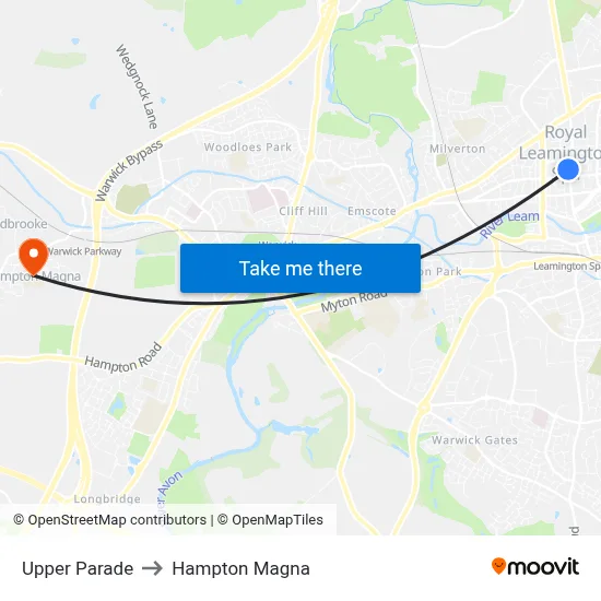 Upper Parade to Hampton Magna map