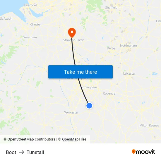 Boot to Tunstall map