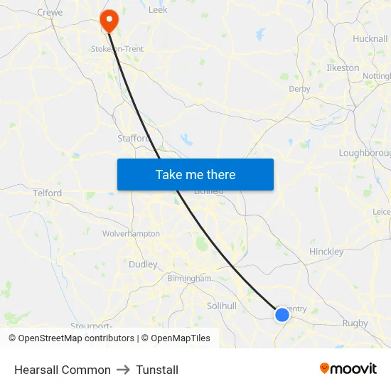 Hearsall Common to Tunstall map