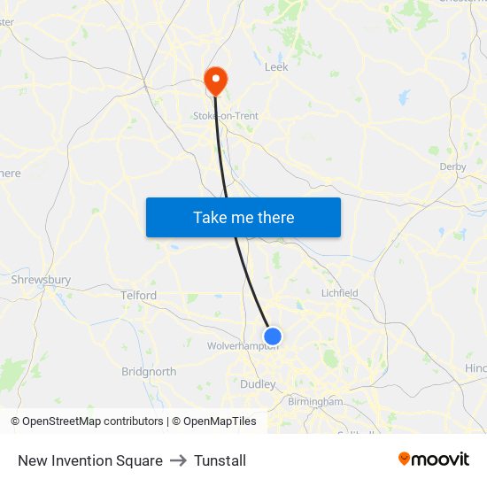 New Invention Square to Tunstall map