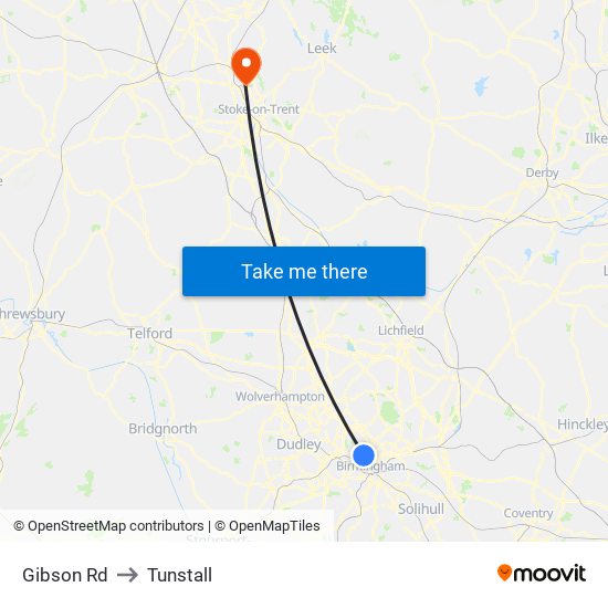 Gibson Rd to Tunstall map