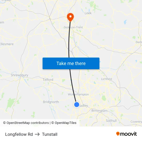Longfellow Rd to Tunstall map