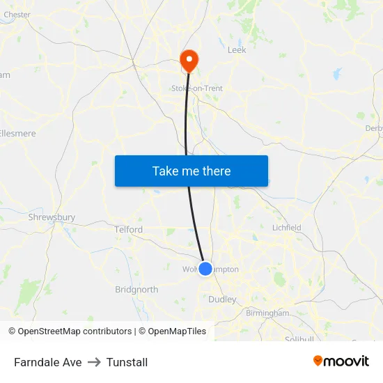 Farndale Ave to Tunstall map