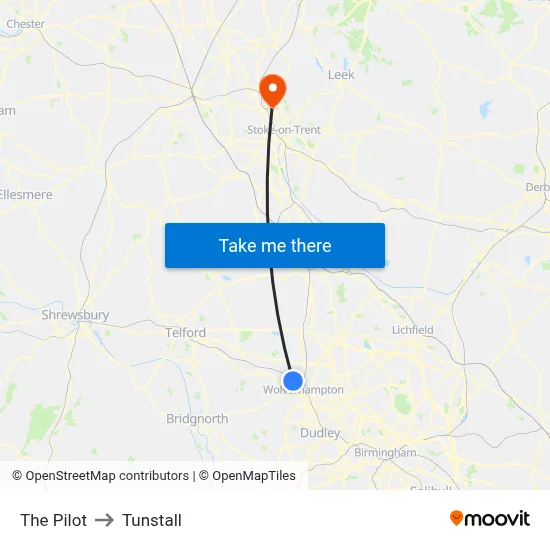 The Pilot to Tunstall map