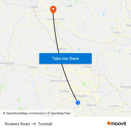Rookery Road to Tunstall map