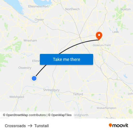 Crossroads to Tunstall map