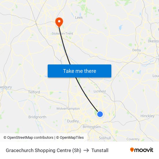 Gracechurch Shopping Centre (Sh) to Tunstall map