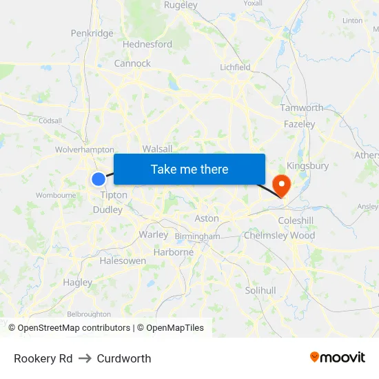 Rookery Rd to Curdworth map