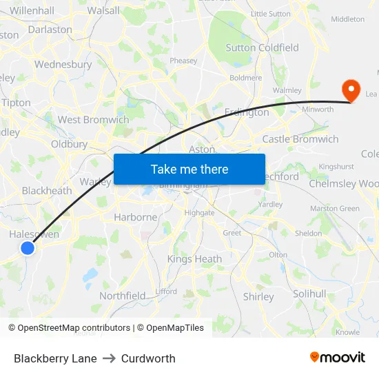 Blackberry Lane to Curdworth map