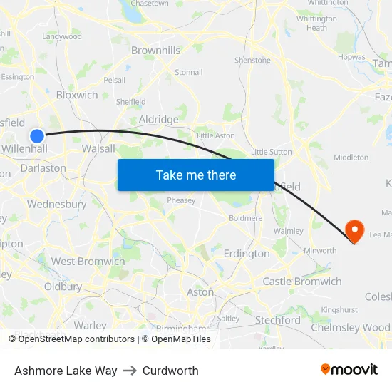 Ashmore Lake Way to Curdworth map