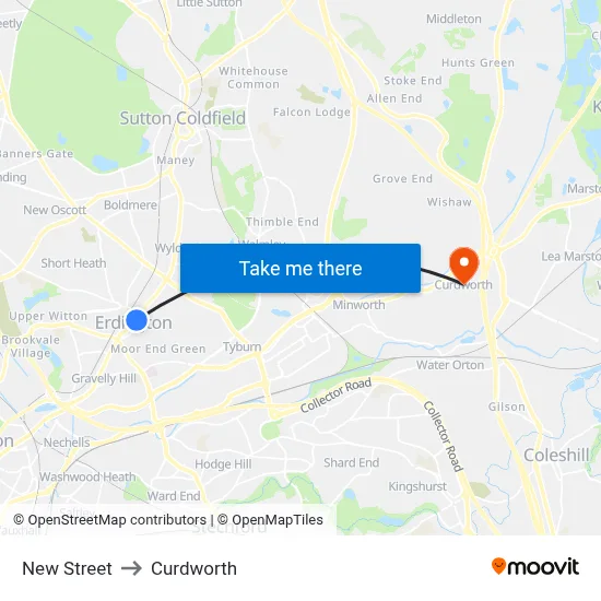 New Street to Curdworth map