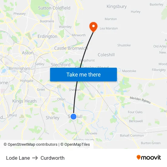 Lode Lane to Curdworth map