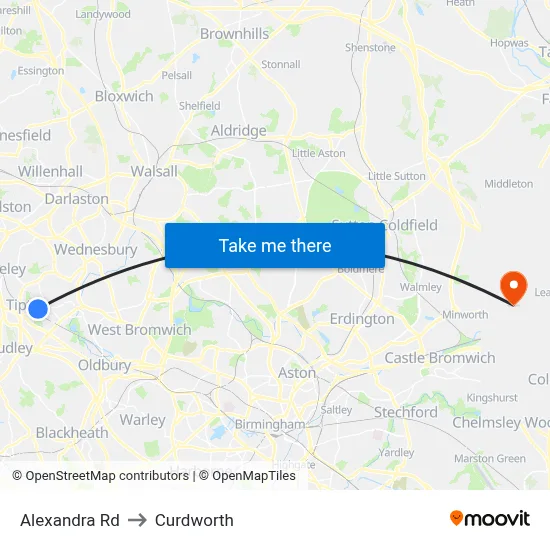 Alexandra Rd to Curdworth map