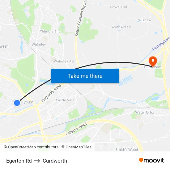 Egerton Rd to Curdworth map