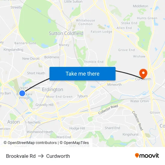 Brookvale Rd to Curdworth map