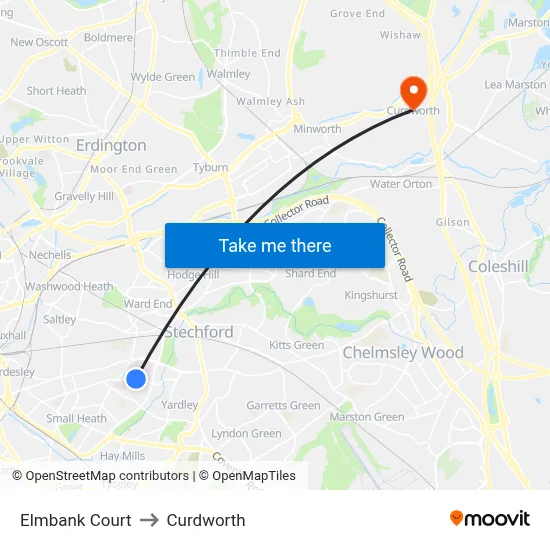 Elmbank Court to Curdworth map