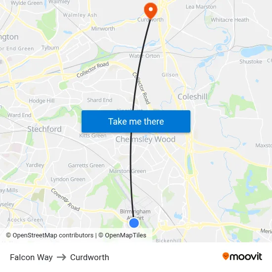 Falcon Way to Curdworth map