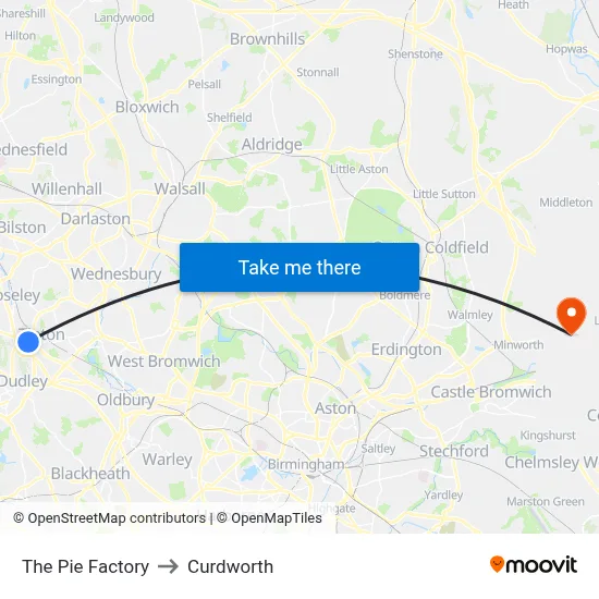 The Pie Factory to Curdworth map