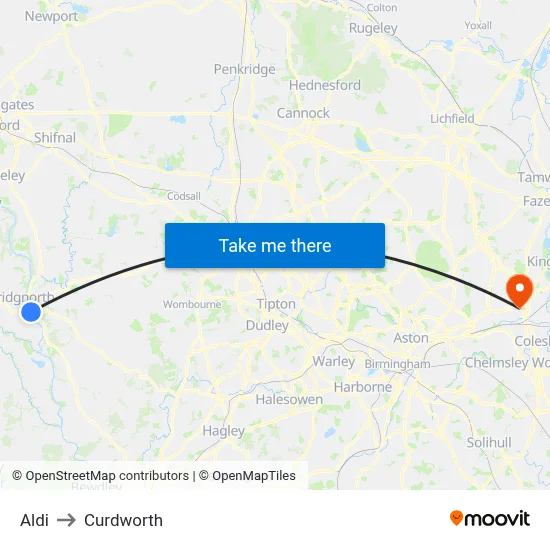 Aldi to Curdworth map