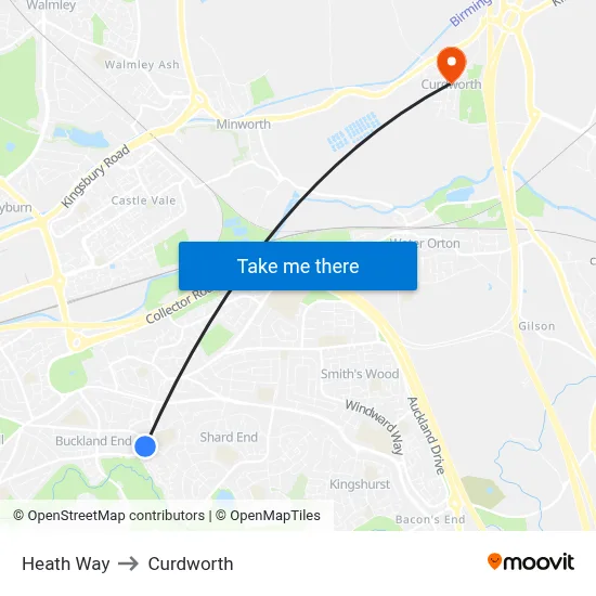 Heath Way to Curdworth map