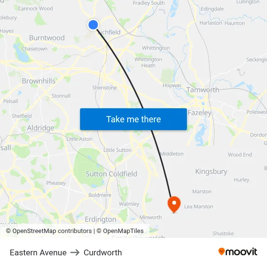 Eastern Avenue to Curdworth map