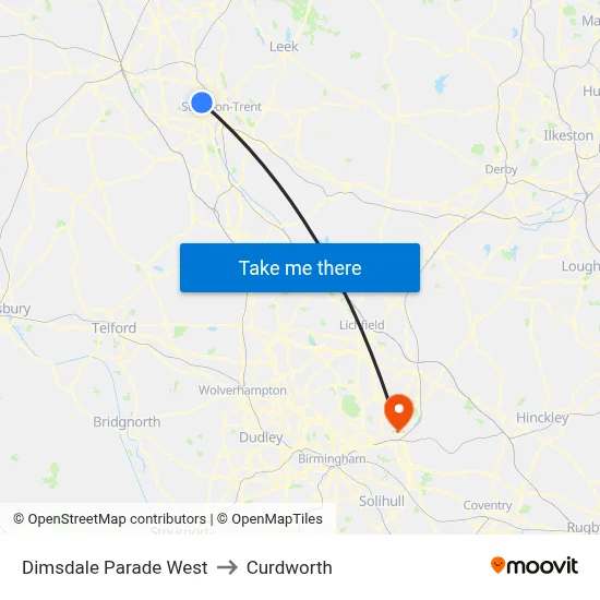 Dimsdale Parade West to Curdworth map