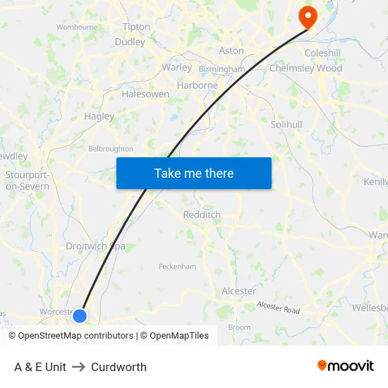 A & E Unit to Curdworth map
