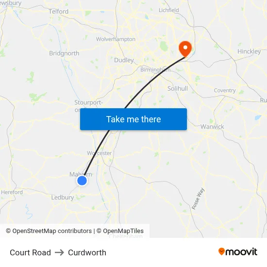 Court Road to Curdworth map