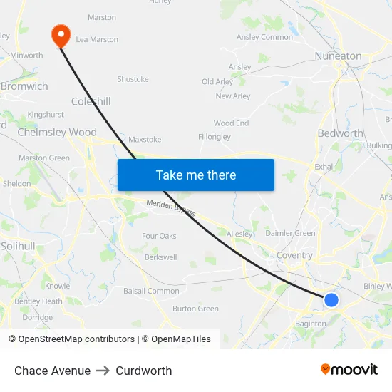 Chace Avenue to Curdworth map